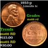 Image 1 : 1953-p Lincoln Cent 1c Grades GEM+ Unc RD