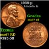 Image 1 : 1958-p Lincoln Cent 1c Grades GEM++ Unc RD