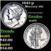 Image 1 : 1942-p Mercury Dime 10c Grades GEM Unc