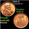 Image 1 : 1955-d Lincoln Cent 1c Grades GEM+ Unc RD