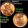 Image 1 : 1954-d Lincoln Cent 1c Grades GEM+ Unc RD