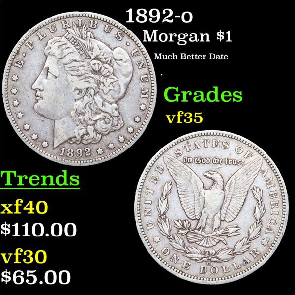 1892-o Morgan Dollar $1 Grades vf++