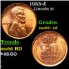 Image 1 : 1953-d Lincoln Cent 1c Grades Gem+ Unc RD