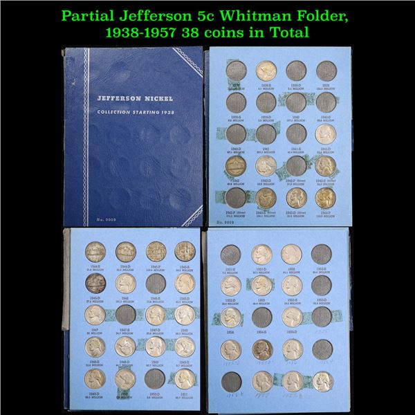 Partial Jefferson 5c Whitman Folder, 1938-1957 38 coins in Total