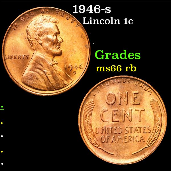 1946-s Lincoln Cent 1c Grades GEM+ Unc RB