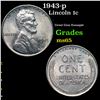 Image 1 : 1943-p Lincoln Cent 1c Grades GEM Unc