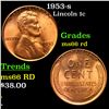 Image 1 : 1953-s Lincoln Cent 1c Grades GEM+ Unc RD