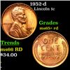 Image 1 : 1952-d Lincoln Cent 1c Grades Gem+ Unc RD