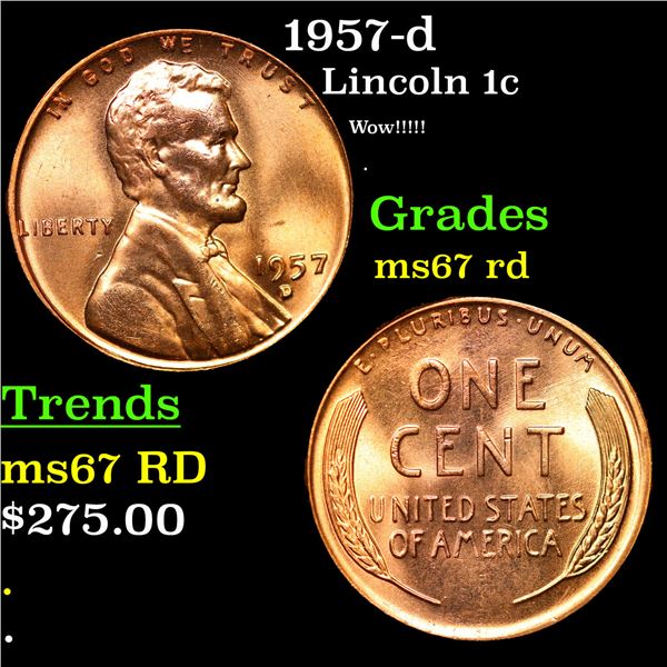 1957-d Lincoln Cent 1c Grades GEM++ Unc RD