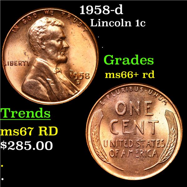 1958-d Lincoln Cent 1c Grades GEM++ RD
