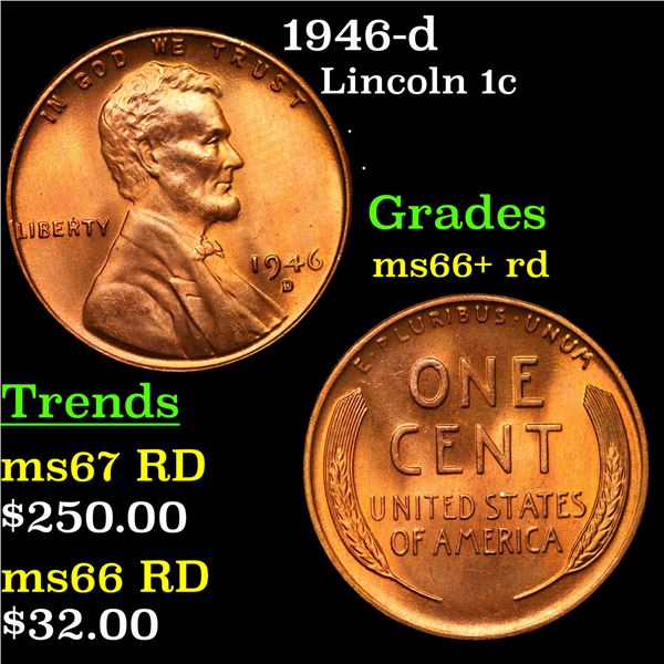 1946-d Lincoln Cent 1c Grades GEM++ RD
