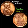 Image 1 : 1940-p Lincoln Cent 1c Grades GEM+ Unc RD