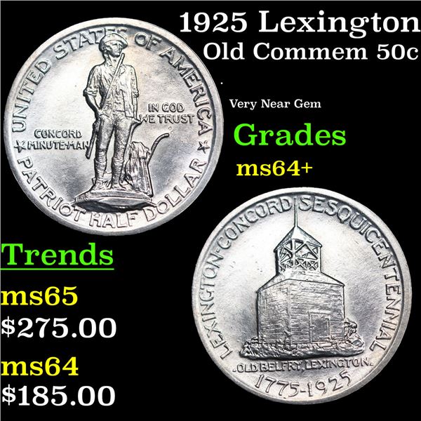 1925 Lexington Old Commem Half Dollar 50c Grades Choice+ Unc