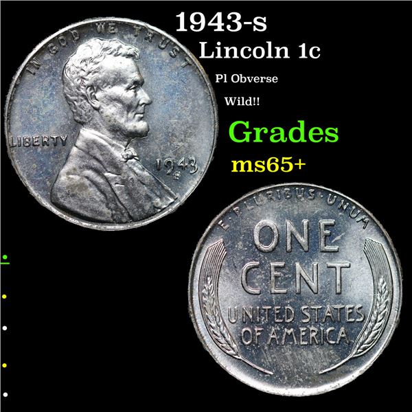1943-s Lincoln Cent 1c Grades GEM+ Unc