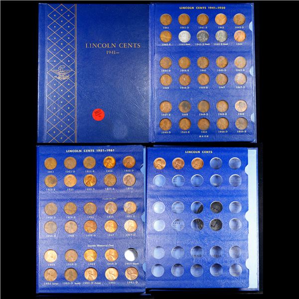Virtualy Complete Lincoln 1c Whitiman Book, 1941-1961, With 62 Coins