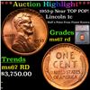Image 1 : ***Auction Highlight*** 1953-p Lincoln Cent Near TOP POP! 1c Graded ms67 rd BY SEGS (fc)