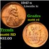 Image 1 : 1947-s Lincoln Cent 1c Grades GEM+ Unc RD