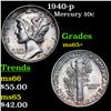 Image 1 : 1940-p Mercury Dime 10c Grades GEM+ Unc