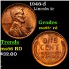 Image 1 : 1946-d Lincoln Cent 1c Grades Gem+ Unc RD