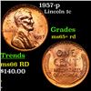 Image 1 : 1957-p Lincoln Cent 1c Grades Gem+ Unc RD