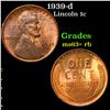 Image 1 : 1939-d Lincoln Cent 1c Grades Select+ Unc RB