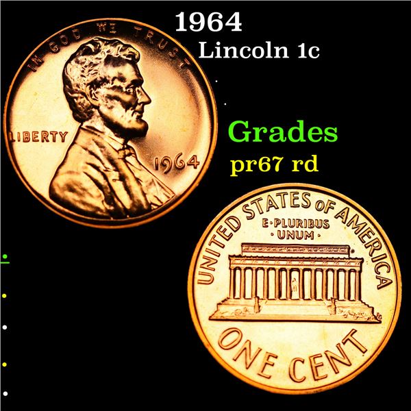 Proof 1964 Lincoln Cent 1c Grades Gem++ Proof Red