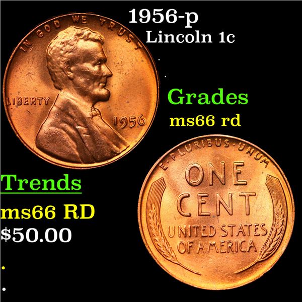 1956-p Lincoln Cent 1c Grades GEM+ Unc RD