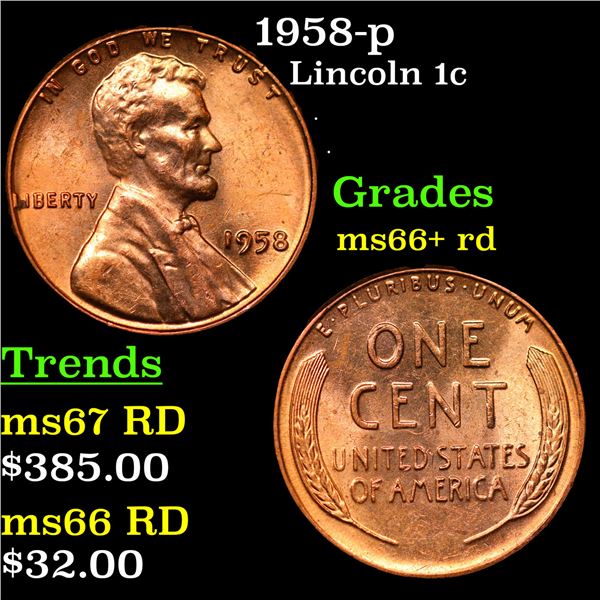 1958-p Lincoln Cent 1c Grades GEM++ RD