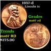 Image 1 : 1957-d Lincoln Cent 1c Grades GEM++ Unc RD