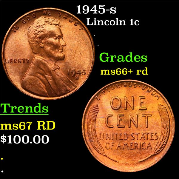 1945-s Lincoln Cent 1c Grades GEM++ RD