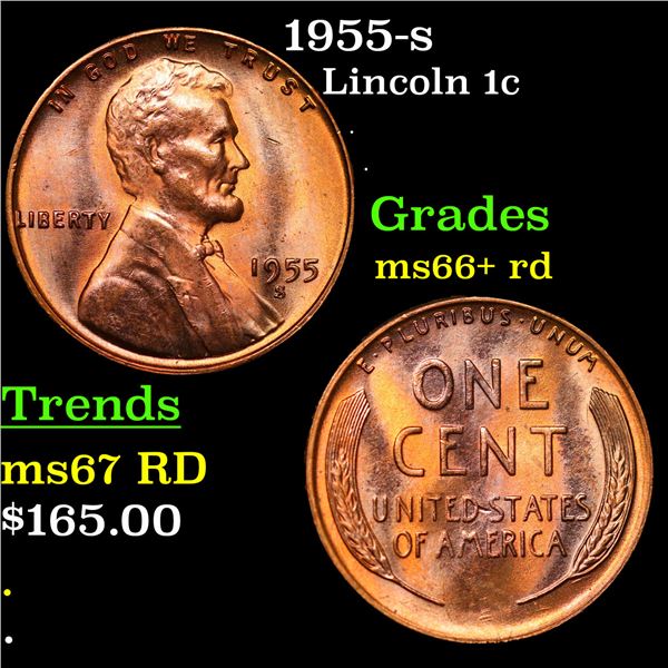 1955-s Lincoln Cent 1c Grades GEM++ RD