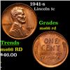 Image 1 : 1941-s Lincoln Cent 1c Grades GEM+ Unc RD