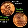 Image 1 : 1953-d Lincoln Cent 1c Grades Gem+ Unc RD