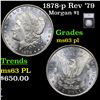 Image 1 : 1878-p Rev '79 Morgan Dollar $1 Graded ms63 pl By SEGS