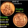 Image 1 : 1947-d Lincoln Cent 1c Grades GEM++ RD