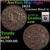 Image 1 : ***Auction Highlight*** 1822 Coronet Head Large Cent 1c Graded au58 By SEGS (fc)