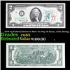 Image 1 : 1976 $2 Federal Reserve Note 1st Day of Issue, with Stamp Grades Gem CU