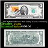 Image 1 : 1976 $2 Federal Reserve Note 1st Day of Issue, with Stamp Grades Gem CU