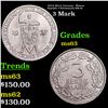 Image 1 : 1925A Silver Germany - Weimar Republic 3 Reichsmark KM-46 Grades Select Unc