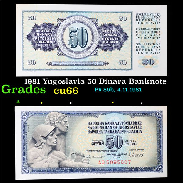 1981 Yugoslavia 50 Dinara Banknote Grades Gem+ CU