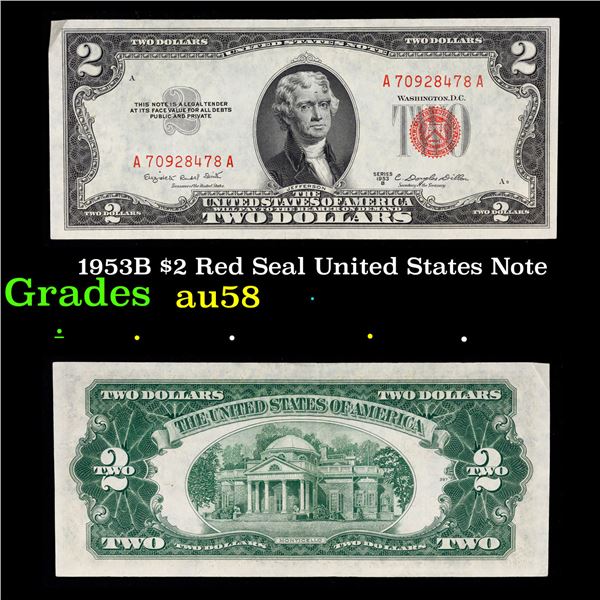 1953B $2 Red Seal United States Note Grades Choice AU/BU Slider