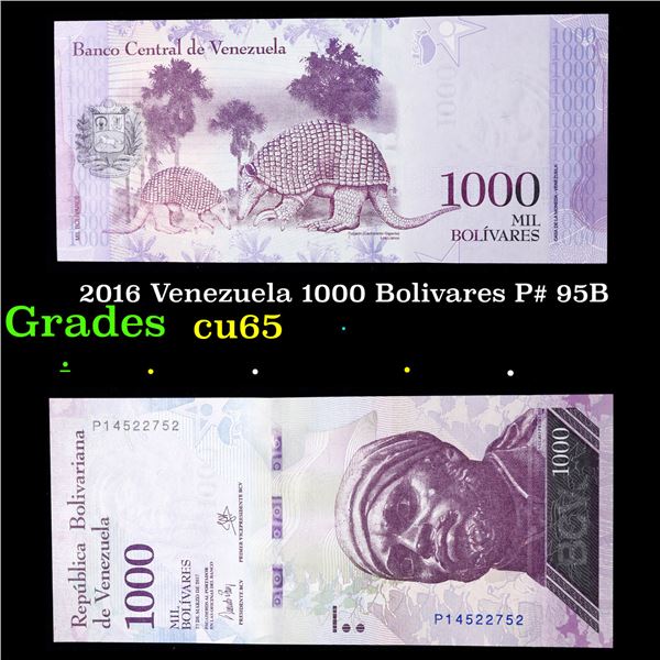 2016 Venezuela 1000 Bolivares P# 95B Grades Gem CU