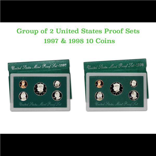 Group of 2 United States Mint Set in Original Government Packaging! From 1997-1998 with 20 Coins Ins