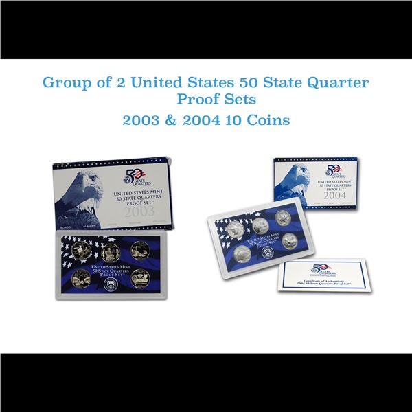 Group of 2 2003-2004 United States Quarters Proof Set - 10 pc set - Low Mintage