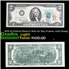 Image 1 : 1976 $2 Federal Reserve Note 1st Day of Issue, with Stamp Grades Gem CU