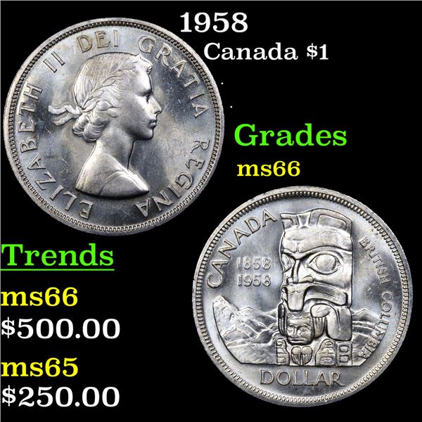 1958 Canada Dollar $1 Grades GEM+ Unc