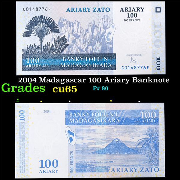 2004 Madagascar 100 Ariary Banknote Grades Gem CU