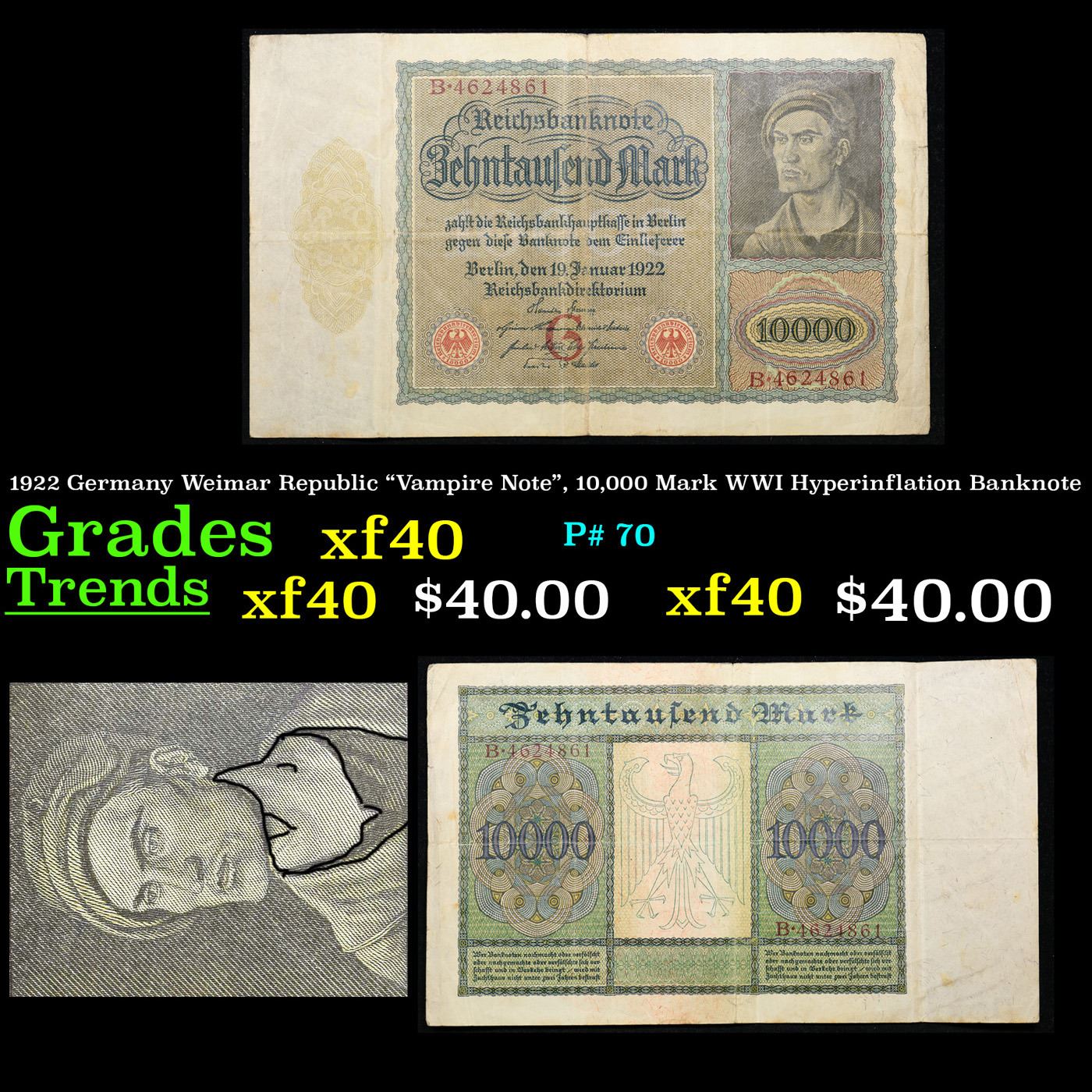 German Vampire Note 1922 Germany Weimar Republic