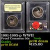Image 1 : Proof 1991-1995-p WWII Modern Commem Half Dollar 50c Graded GEM++ Proof Deep Cameo By USCG