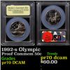 Image 1 : Proof 1992-s Olympic Modern Commem Half Dollar 50c Graded GEM++ Proof Deep Cameo By USCG
